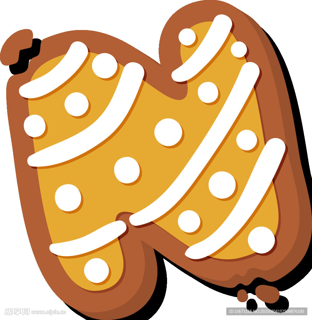 姜饼字母N造型甜点