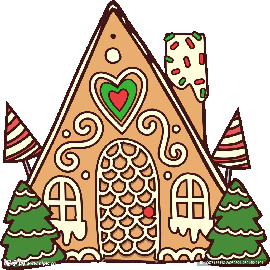 姜饼小屋圣诞装饰插画