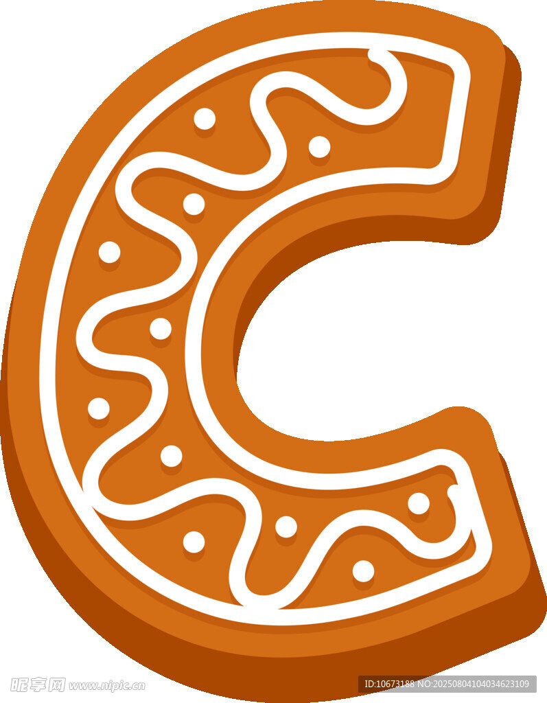 姜饼字母C造型甜点