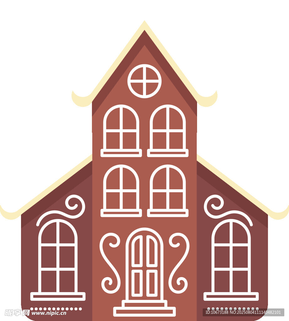中式风格三层房屋建筑
