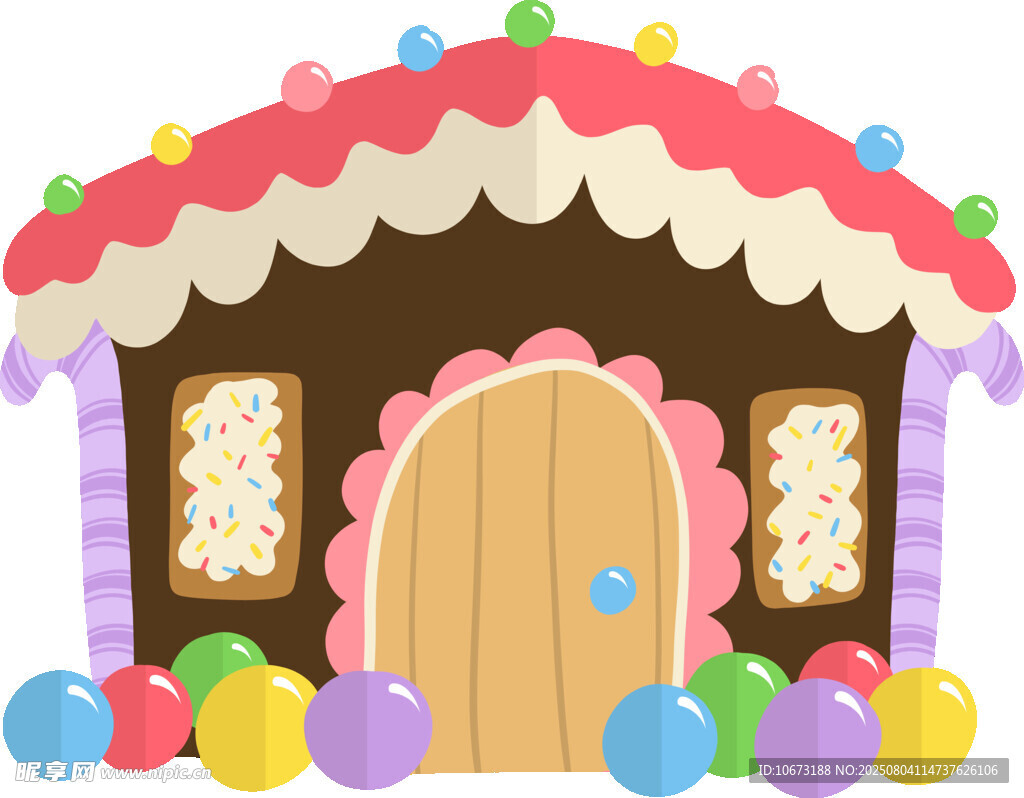 可爱姜饼小屋彩球环绕