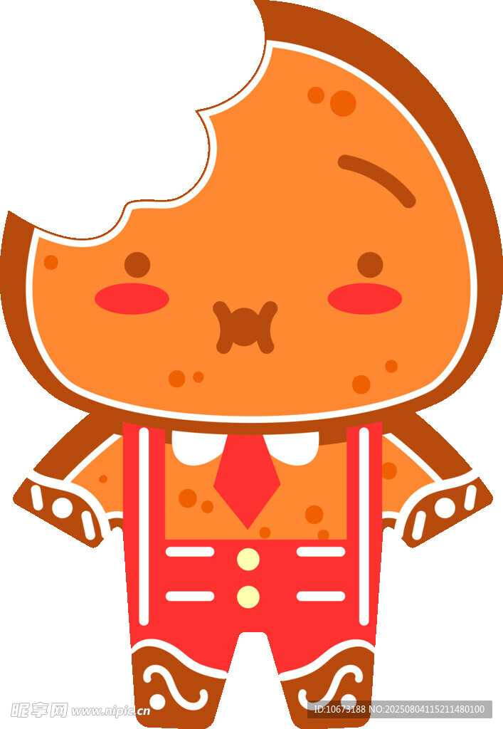 咬一口的卡通姜饼人形象