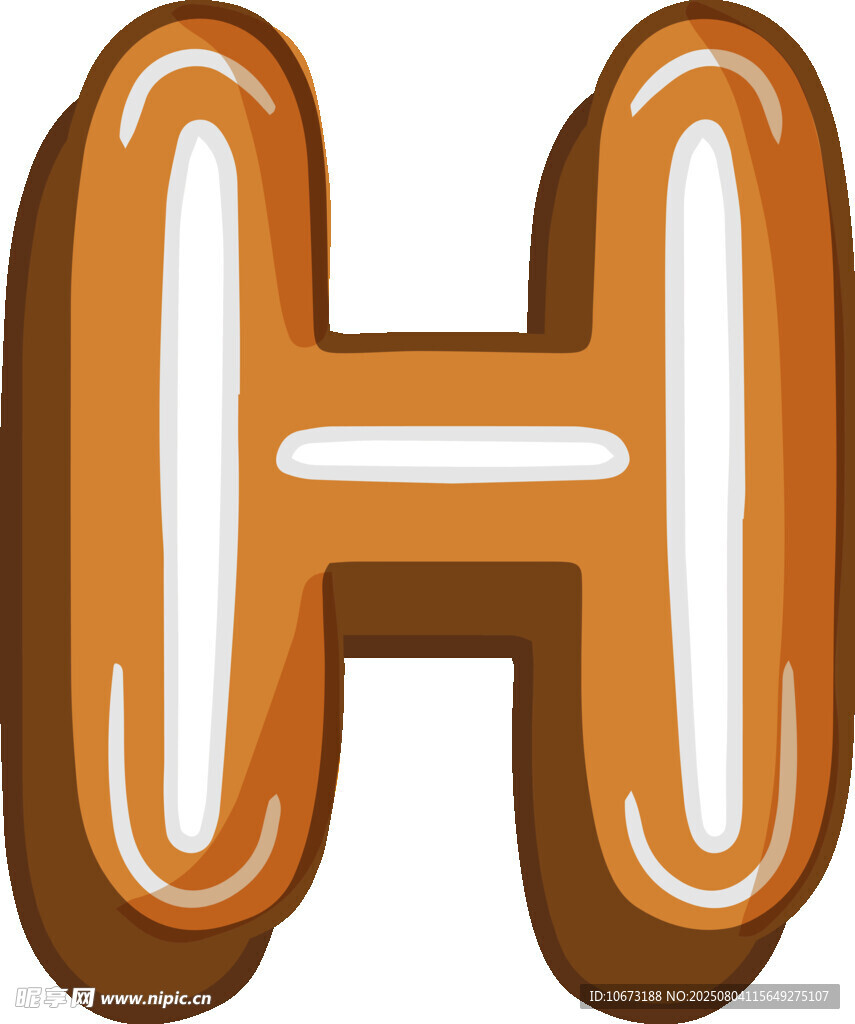 卡通风格立体字母H
