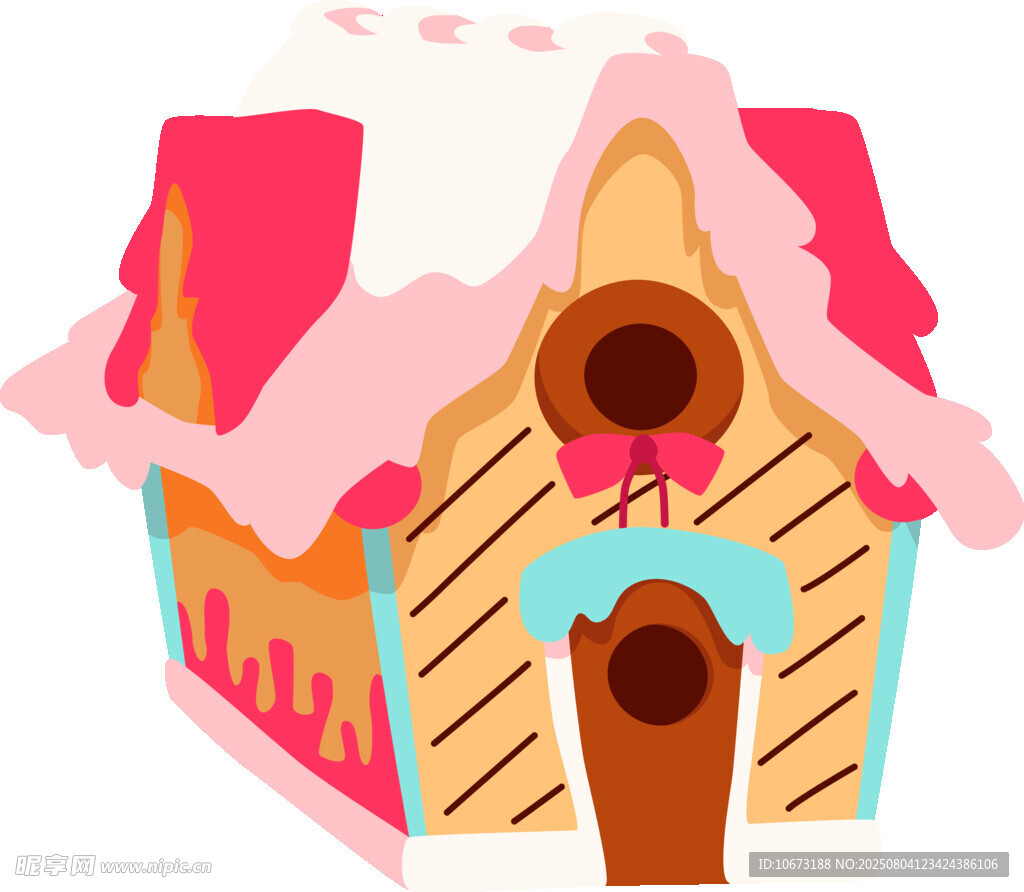 可爱粉色姜饼小屋