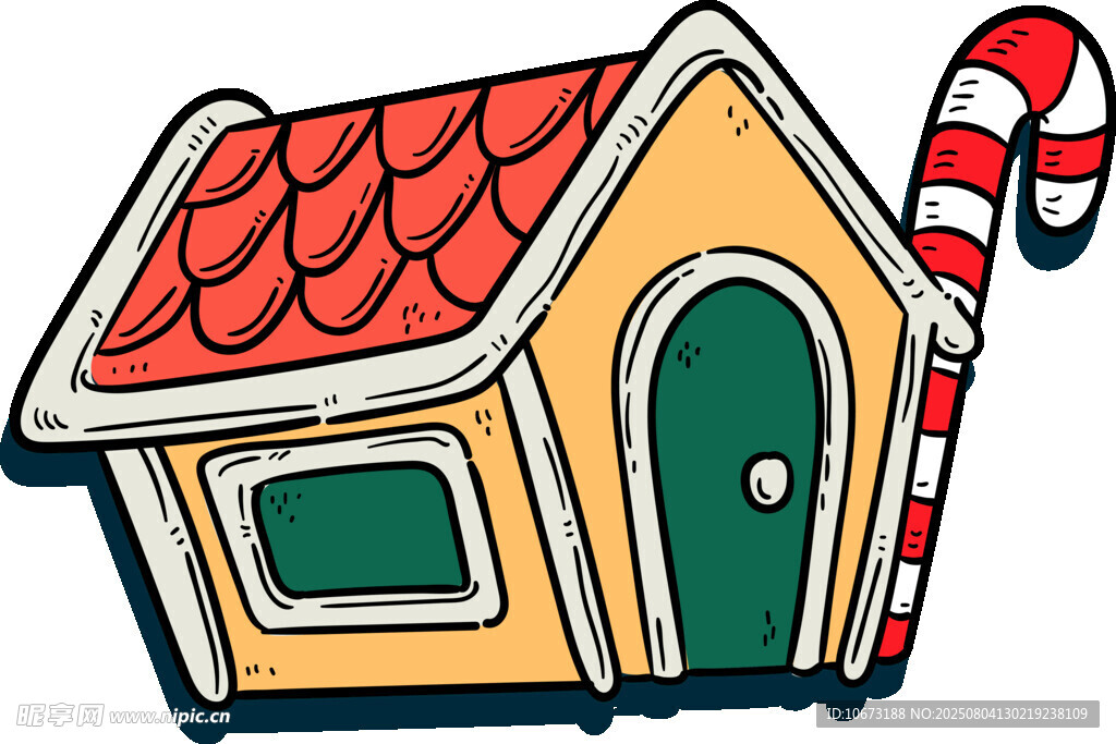 糖果拐杖旁的可爱小屋