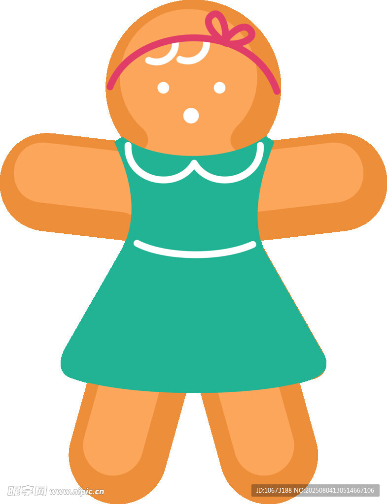 穿绿裙的可爱姜饼人女孩