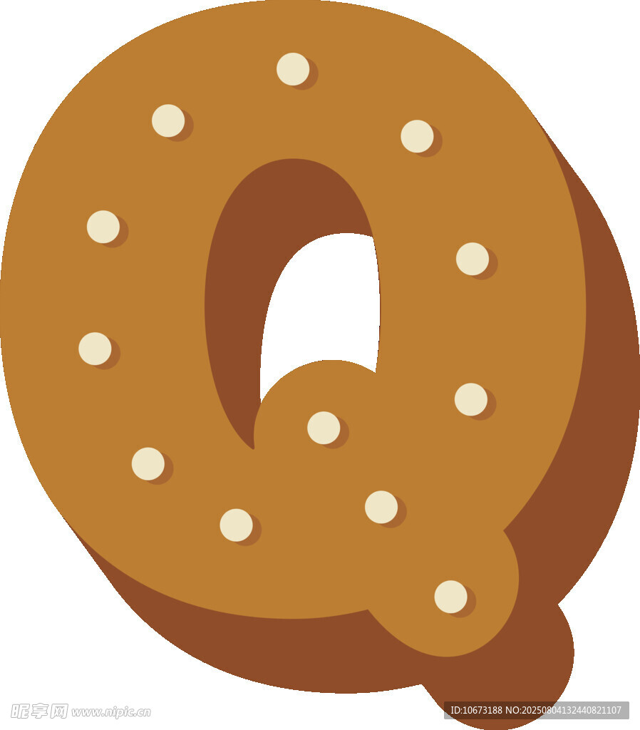 卡通椒盐卷饼字母Q