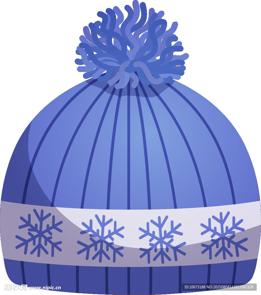 蓝色雪花图案毛线帽