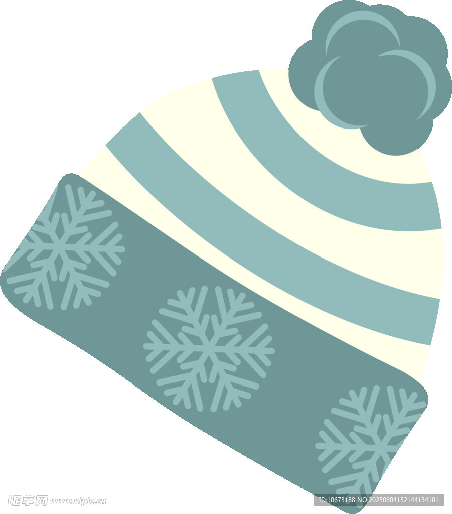 条纹雪花图案毛线帽