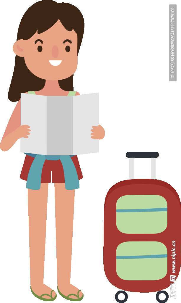 女孩手持纸张准备出行