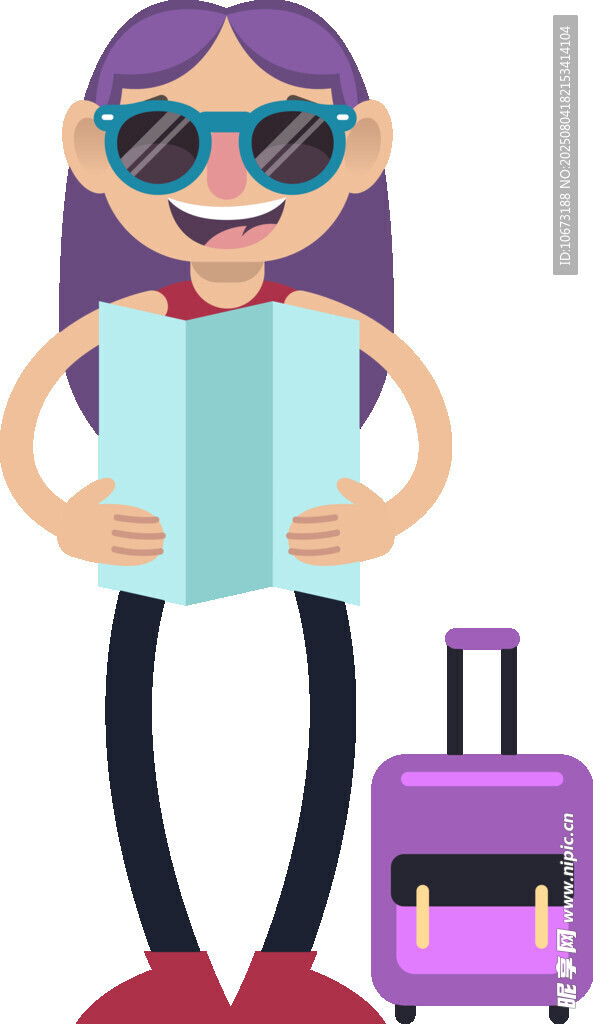 女孩准备旅行的可爱插画