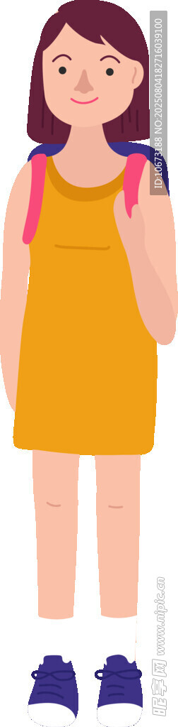 穿黄裙女孩与紫色鞋子