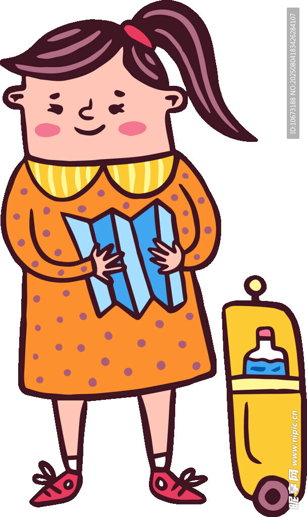 女孩抱书准备上学