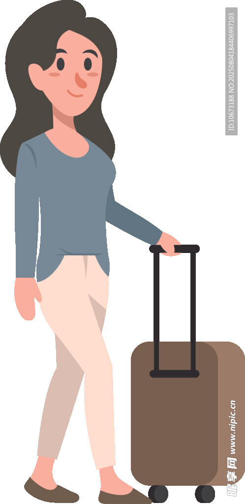 拉行李箱出行的女性