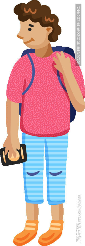 背着书包的上学小男孩