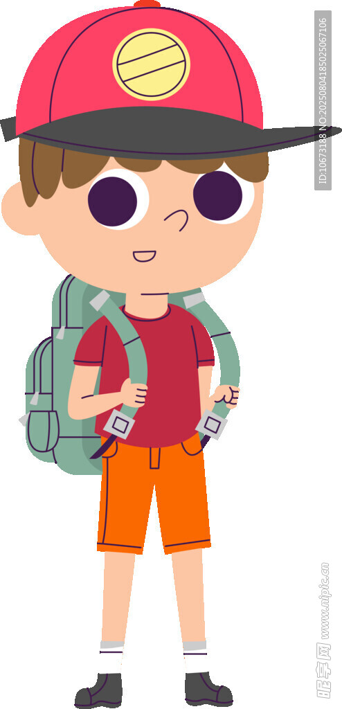 背着书包的可爱小男孩