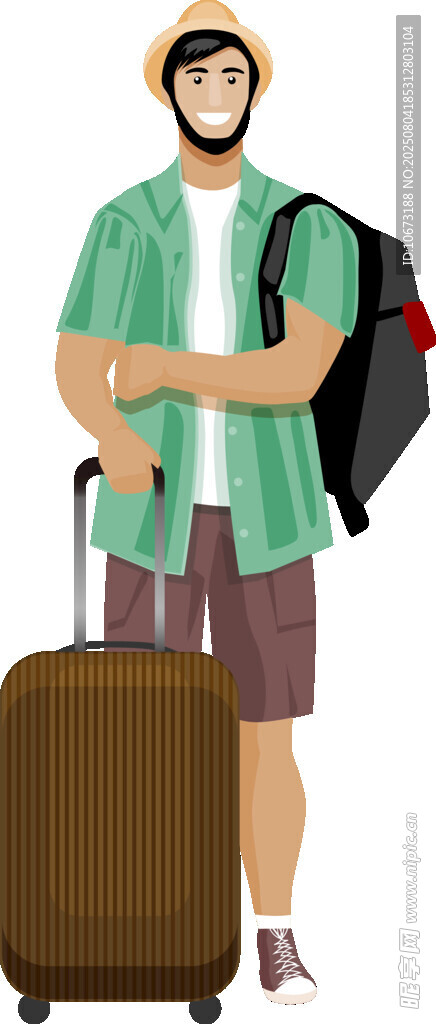 男子携行李箱准备开启旅程