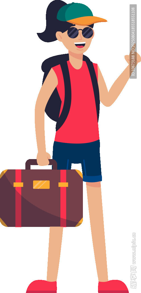 背着包旅行的活力少年