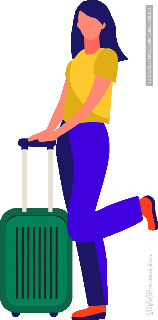 女子拉行李箱准备开启旅程