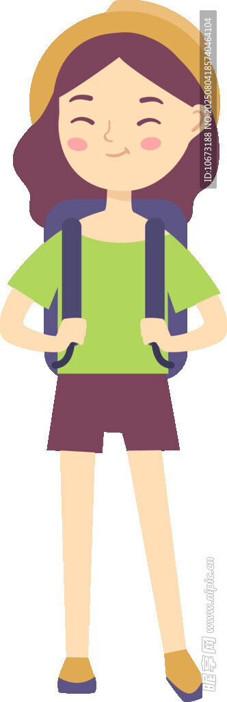 背着背包的快乐女孩