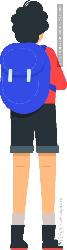 背影中的蓝色运动服少年
