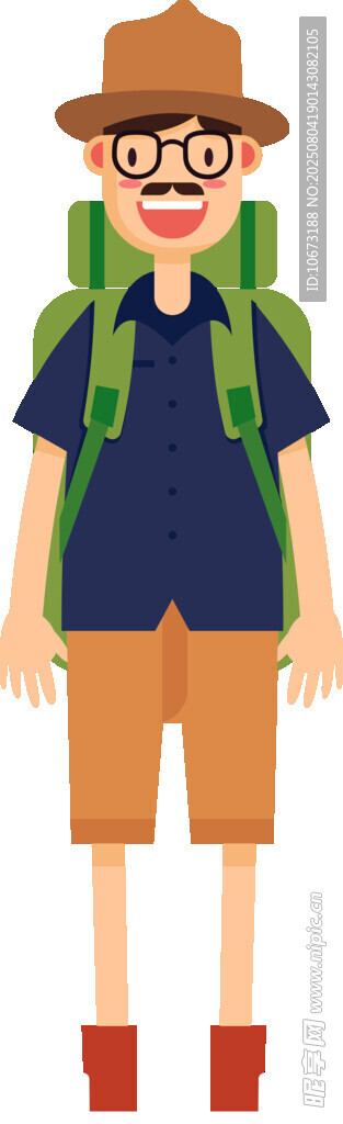 背着背包的探险小男孩