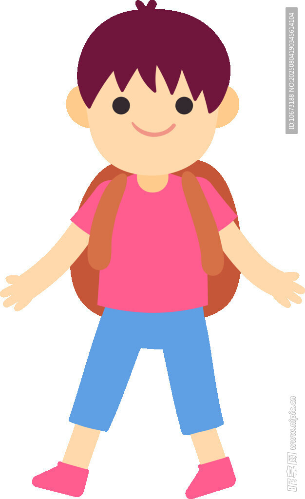 背着书包的可爱小男孩