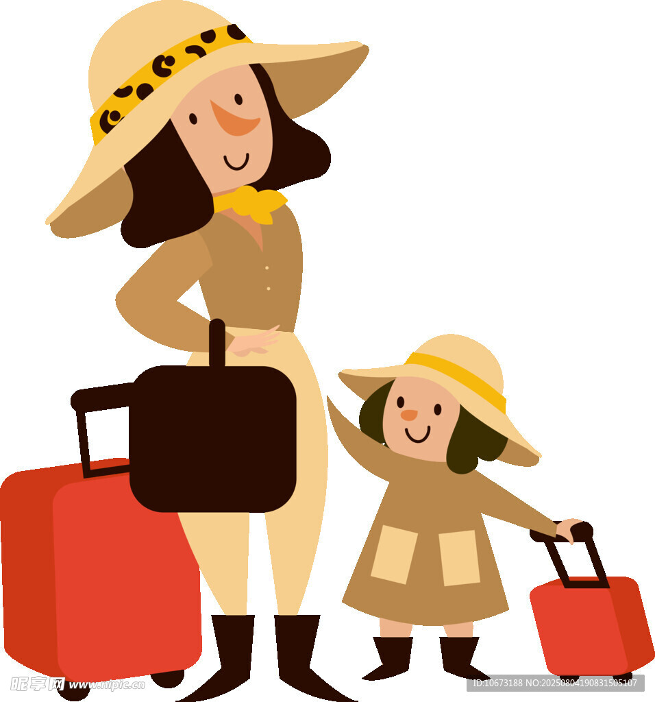 母女整装待发去旅行