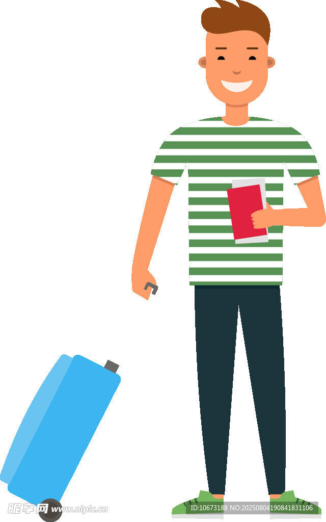 手持车票带行李的旅行者
