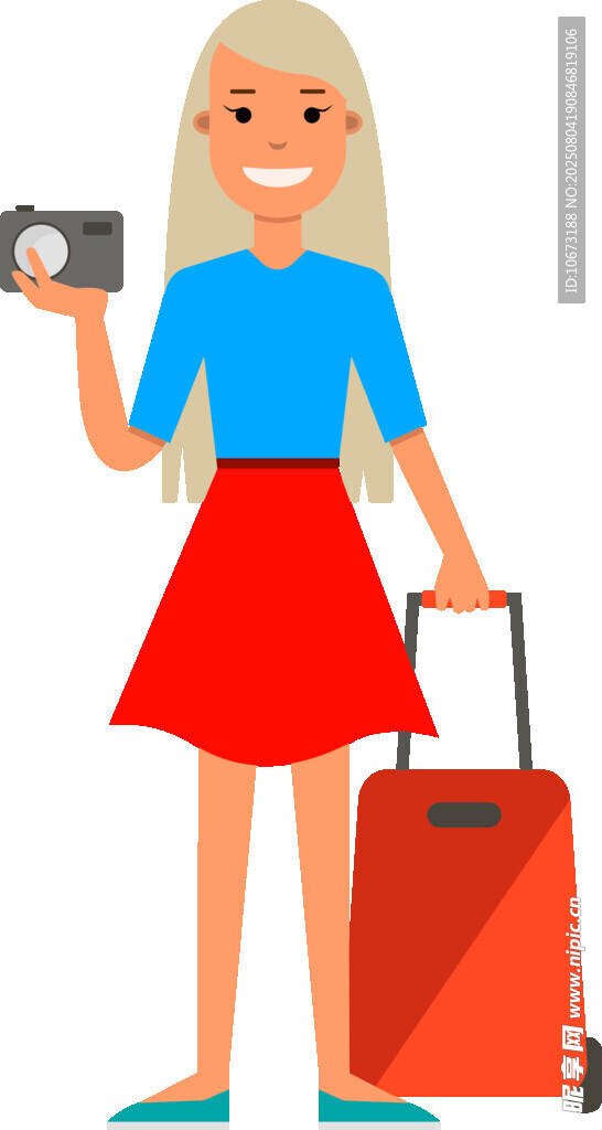 女子手持相机准备去旅行