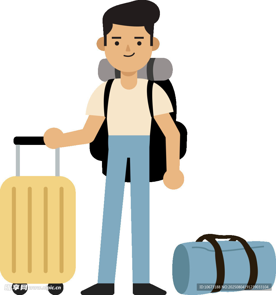 背着行囊的旅行男子