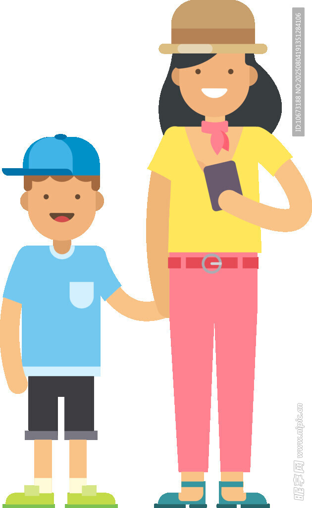 母子牵手出行