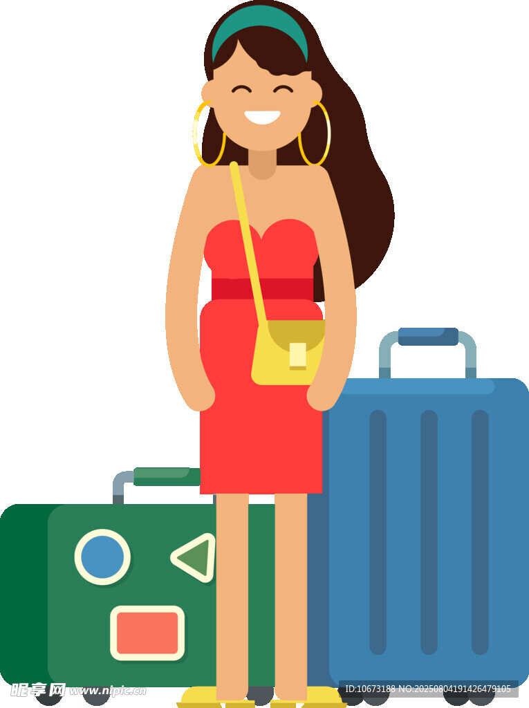 红衣女子准备开启旅行