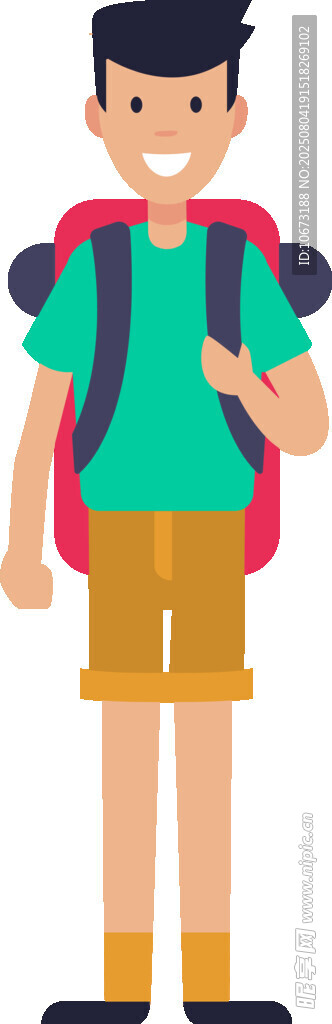 背着书包的小男孩