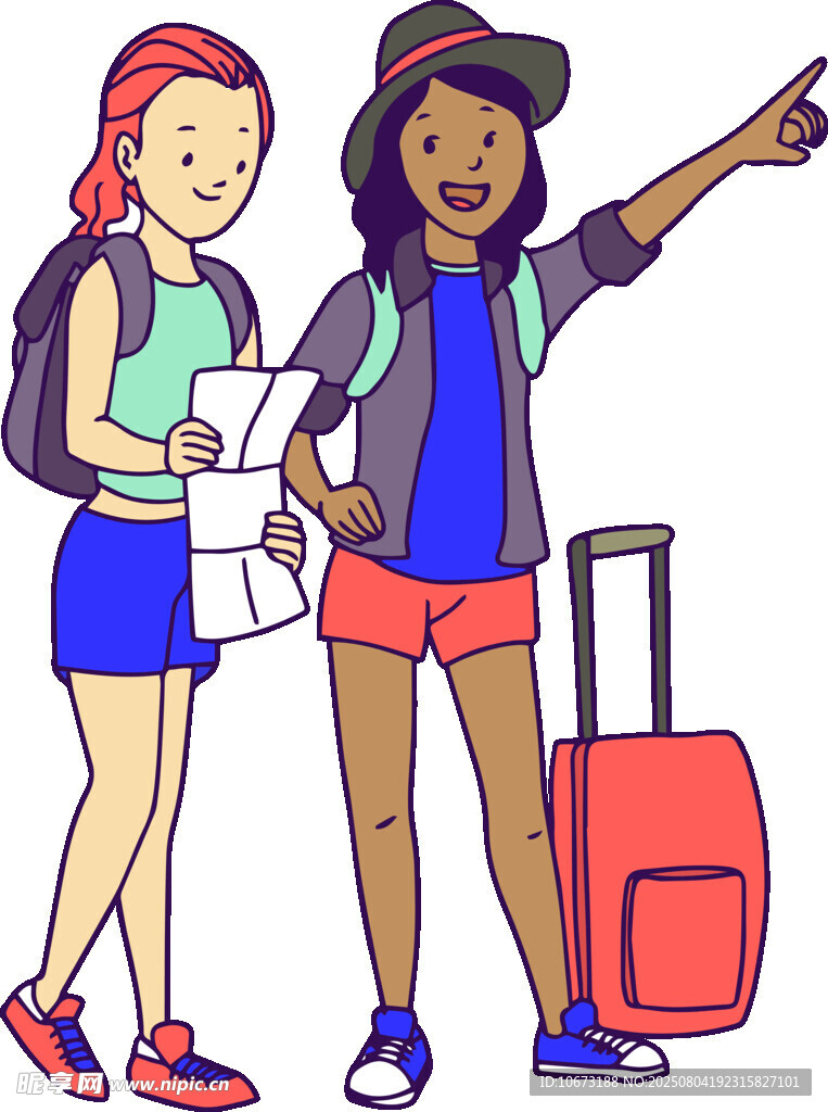 女孩旅行规划准备出发