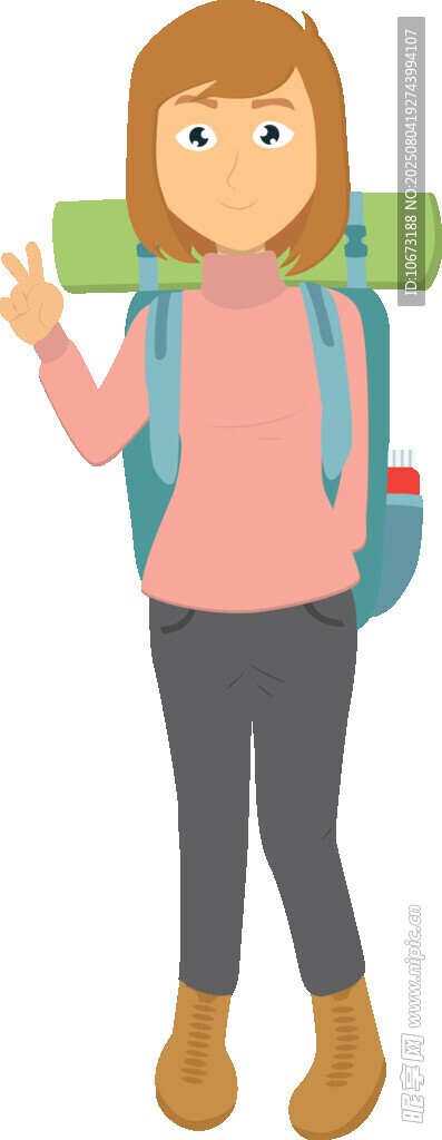 背着背包的活力女孩