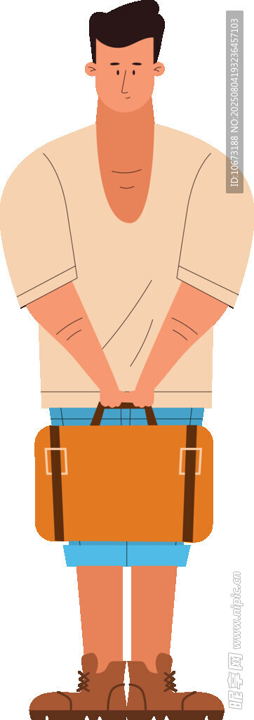 男子手提复古行李箱
