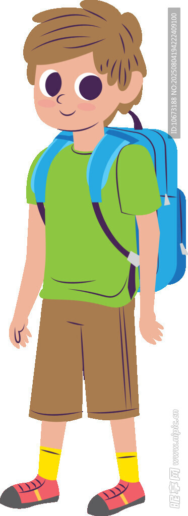 背着书包的小男孩