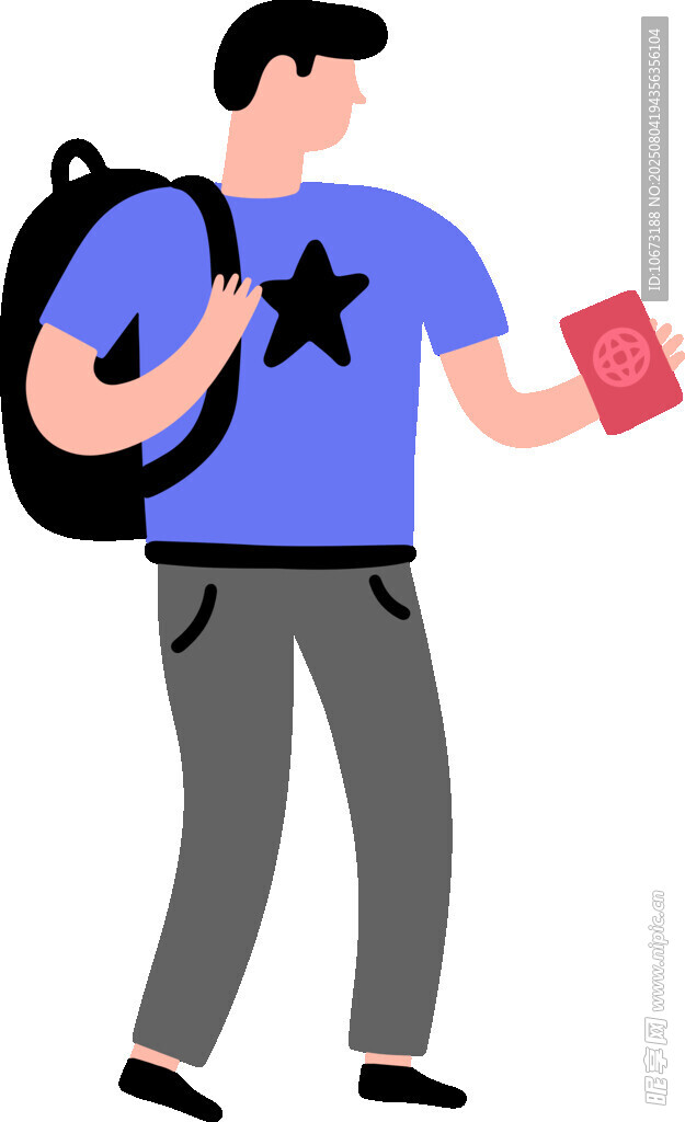 背着书包手持书本的学生
