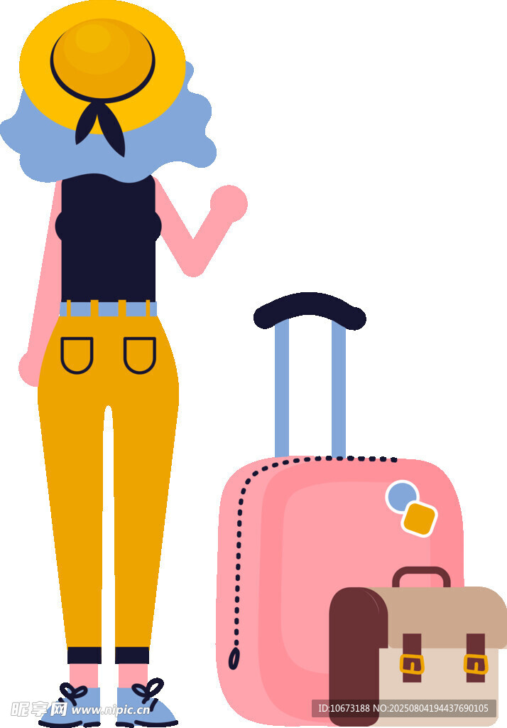 女孩整装待发准备旅行
