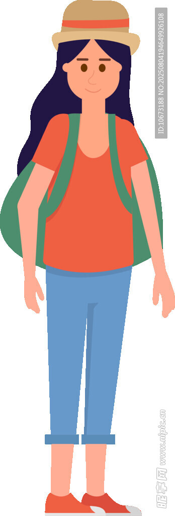 背着背包的旅行女孩