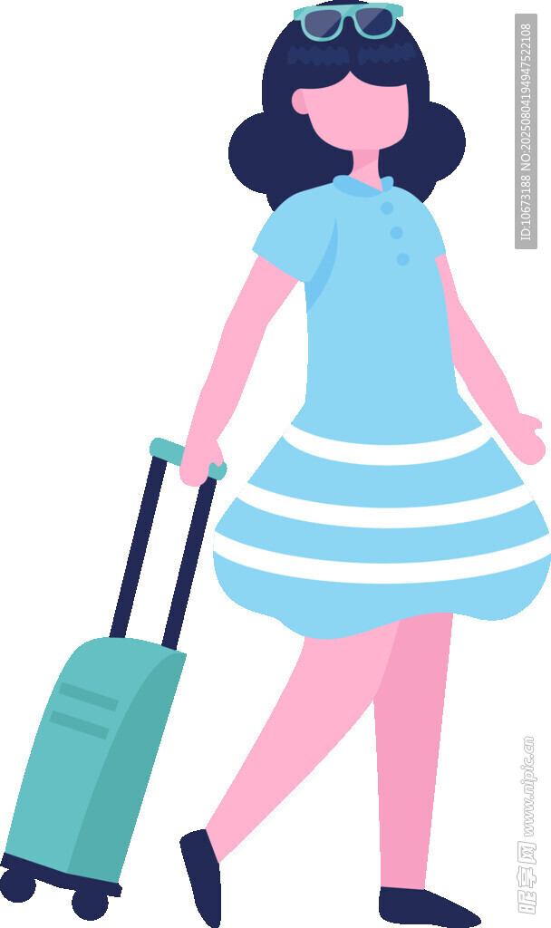 女孩拖着行李箱出行