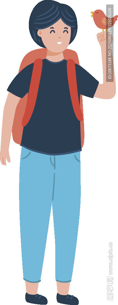 背着书包吃苹果的少年