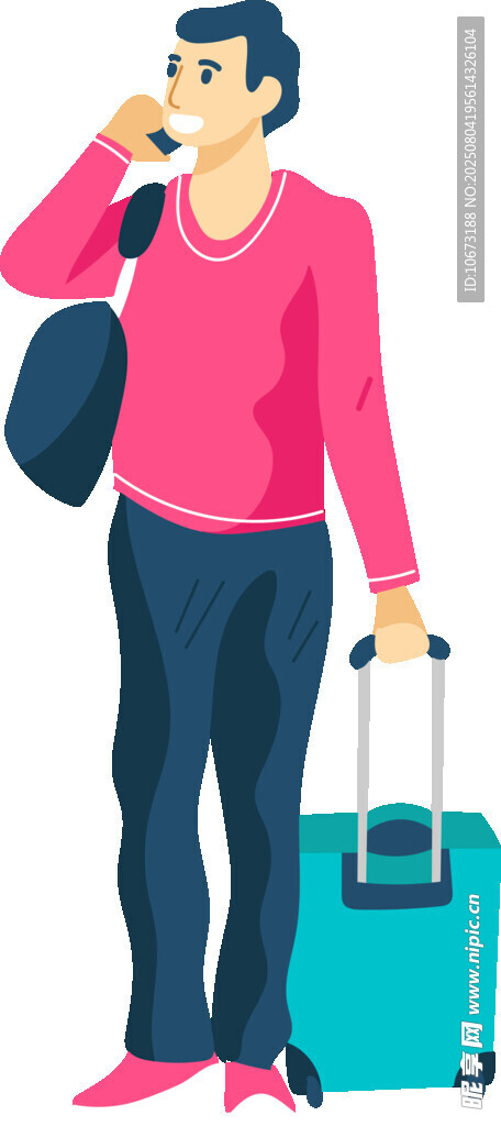 女子手持行李打电话