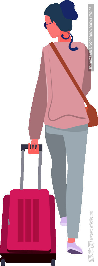 女子拖着行李箱准备出行