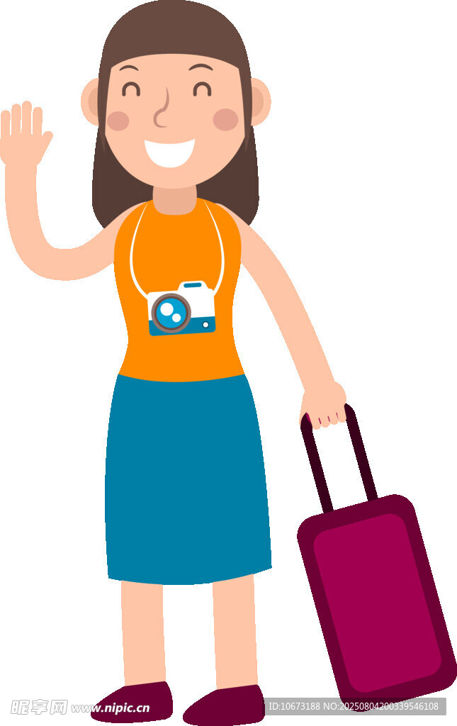 挥手旅行的女士