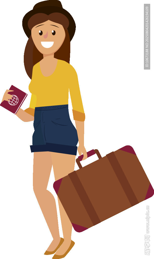 女子手持车票拖着行李箱