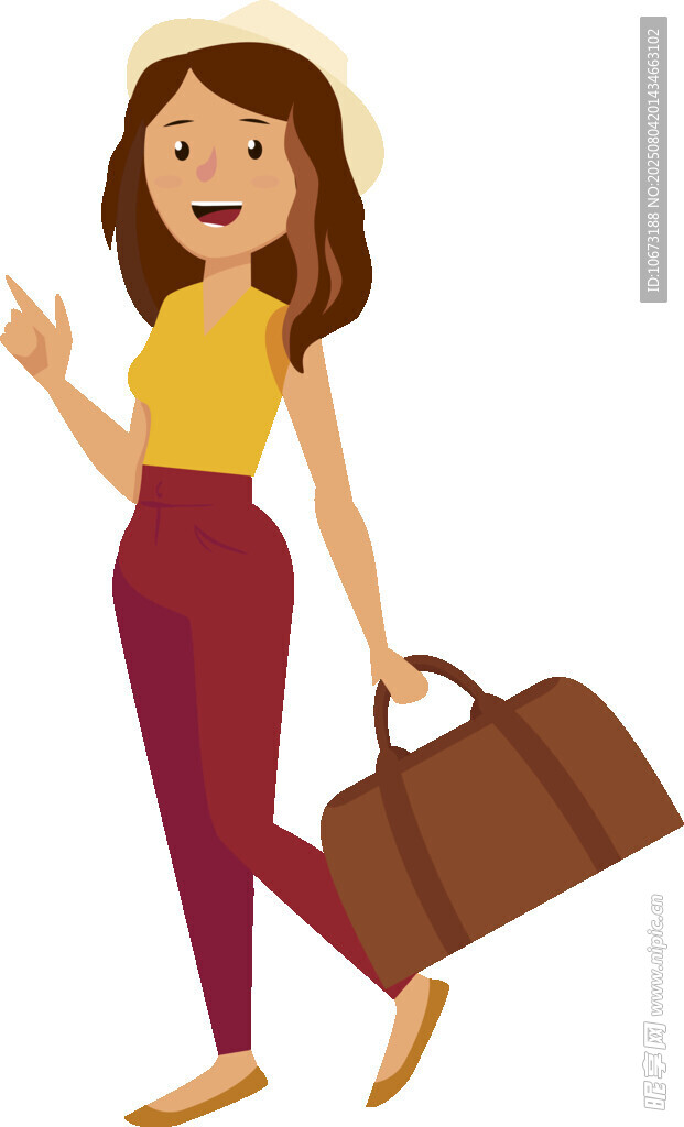 旅行女孩手提行李前行