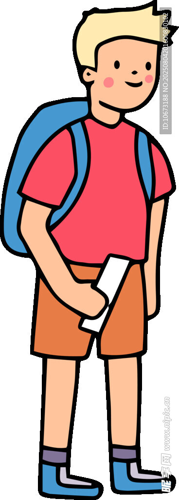 背着书包的上学小男孩