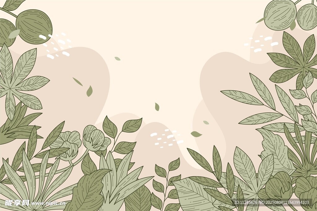 清新绿植边框图案